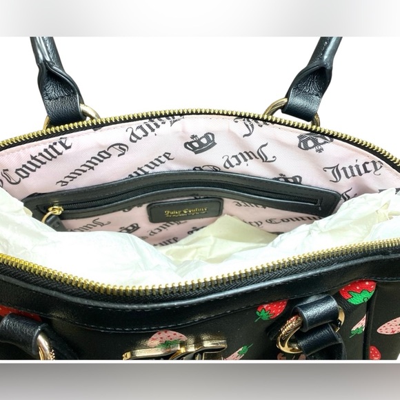 🆕🌷JUICY COUTURE🌷Black and Red Satchel with Strawberry Charm - Picture 16 of 16